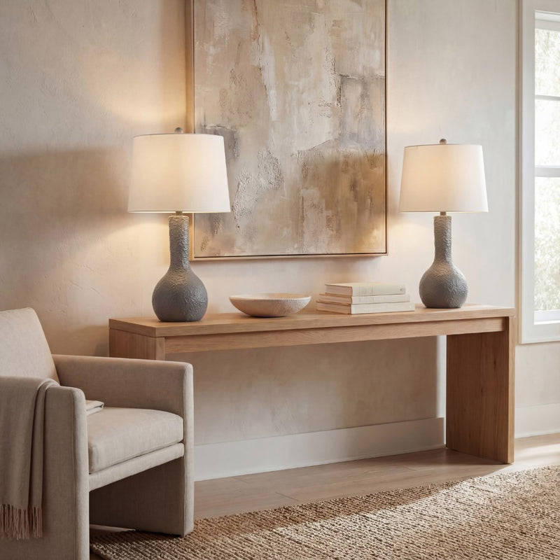Katee 24.75" Modern Scandinavian Textured Resin/Metal Gourd LED Table Lamp