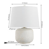 Qualm 20" Coastal Farmhouse Textured Resin/Metal Rounded Barrel LED Table Lamp