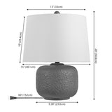 Qualm 20" Coastal Farmhouse Textured Resin/Metal Rounded Barrel LED Table Lamp
