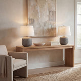 Qualm 20" Coastal Farmhouse Textured Resin/Metal Rounded Barrel LED Table Lamp