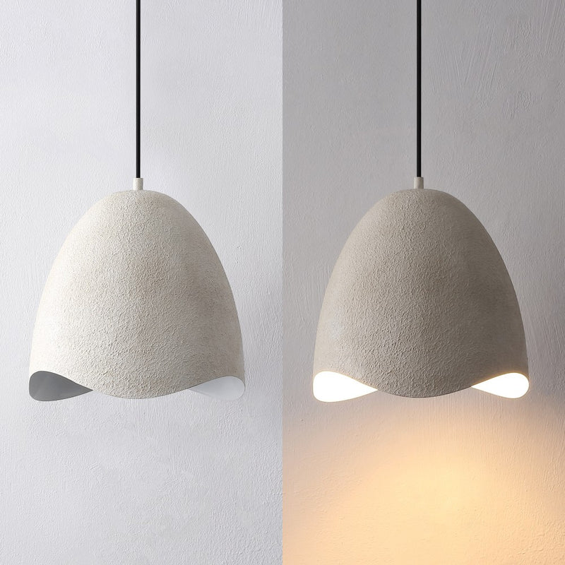 Luella 11.75" 1-Light Bohemian Coastal Adjustable Plaster-Look Organic Scalloped Dome Metal LED Pendant