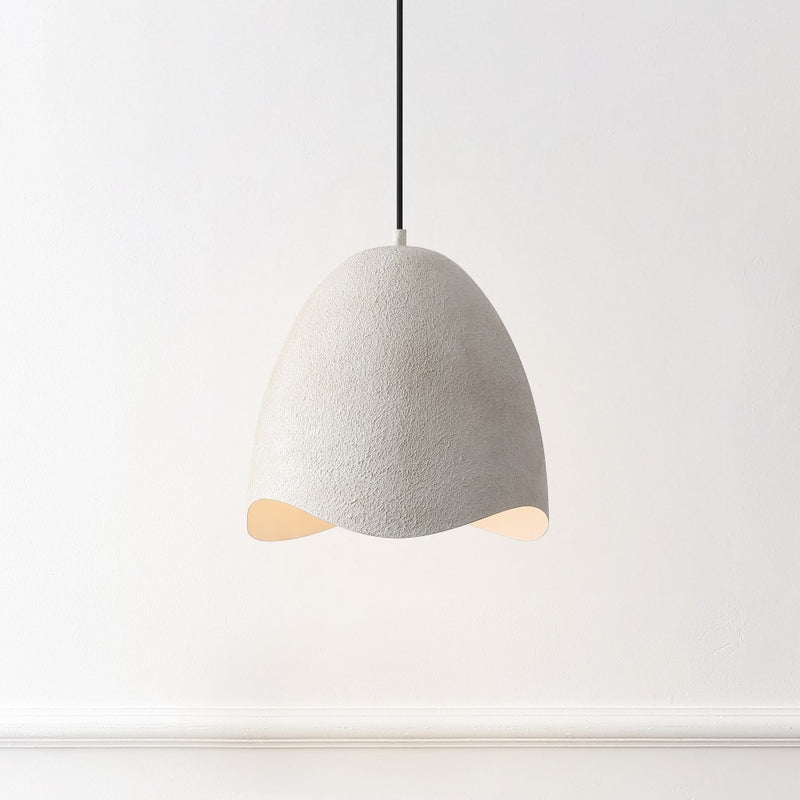 Luella 11.75" 1-Light Bohemian Coastal Adjustable Plaster-Look Organic Scalloped Dome Metal LED Pendant