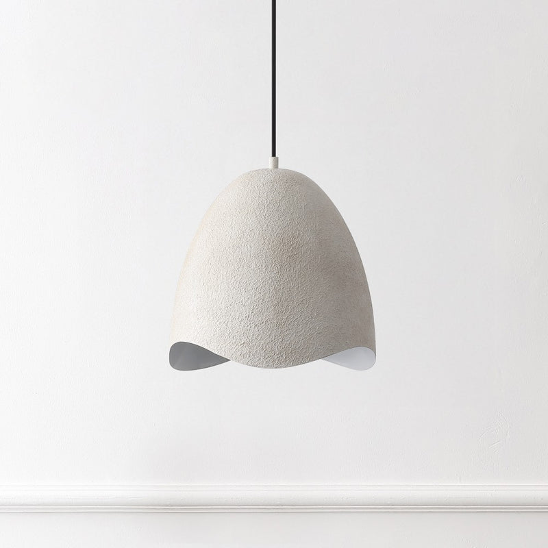 Luella 11.75" 1-Light Bohemian Coastal Adjustable Plaster-Look Organic Scalloped Dome Metal LED Pendant