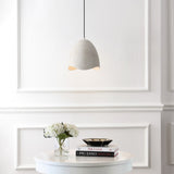 Luella 11.75" 1-Light Bohemian Coastal Adjustable Plaster-Look Organic Scalloped Dome Metal LED Pendant