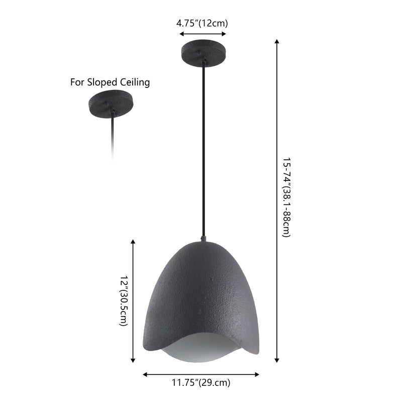 Luella 11.75" 1-Light Bohemian Coastal Adjustable Plaster-Look Organic Scalloped Dome Metal LED Pendant