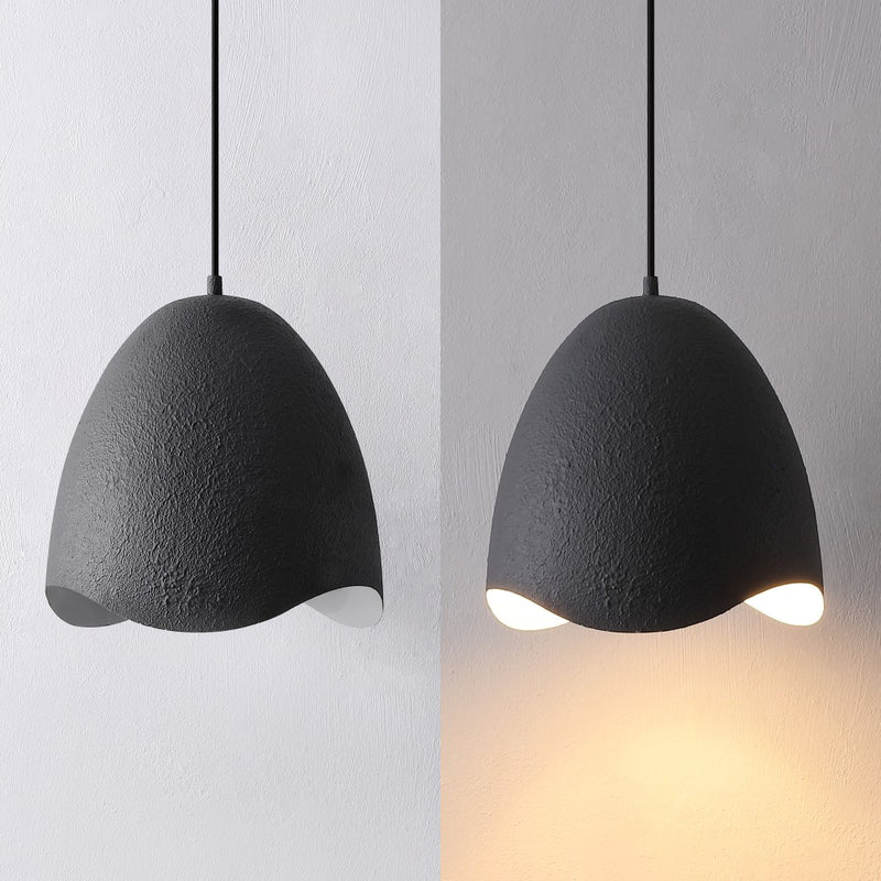 Luella 11.75" 1-Light Bohemian Coastal Adjustable Plaster-Look Organic Scalloped Dome Metal LED Pendant