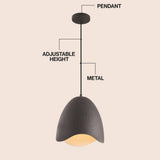 Luella 11.75" 1-Light Bohemian Coastal Adjustable Plaster-Look Organic Scalloped Dome Metal LED Pendant