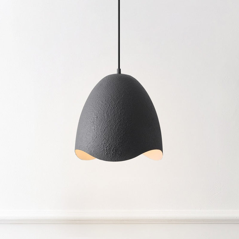 Luella 11.75" 1-Light Bohemian Coastal Adjustable Plaster-Look Organic Scalloped Dome Metal LED Pendant