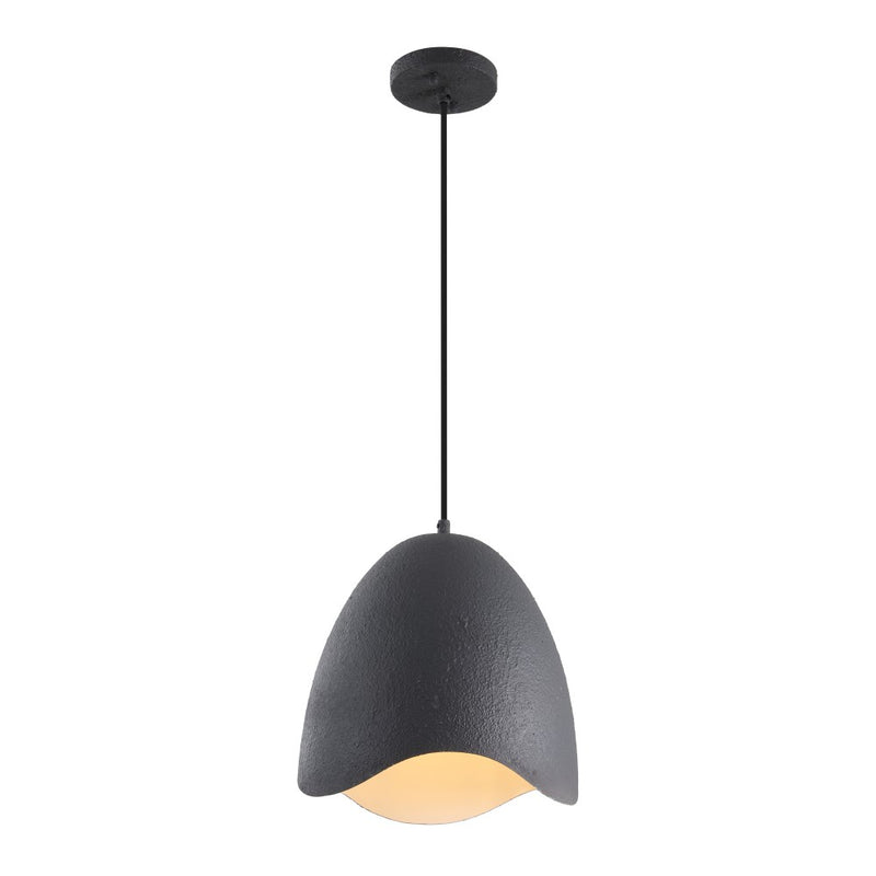 Luella 11.75" 1-Light Bohemian Coastal Adjustable Plaster-Look Organic Scalloped Dome Metal LED Pendant