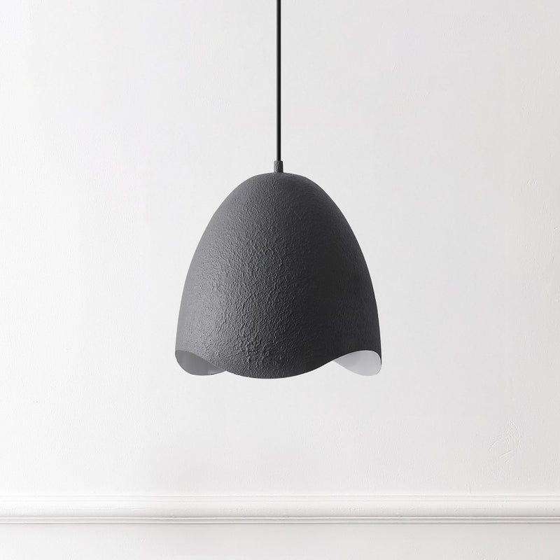 Luella 11.75" 1-Light Bohemian Coastal Adjustable Plaster-Look Organic Scalloped Dome Metal LED Pendant