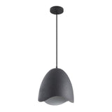 Luella 11.75" 1-Light Bohemian Coastal Adjustable Plaster-Look Organic Scalloped Dome Metal LED Pendant