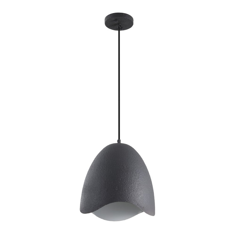Luella 11.75" 1-Light Bohemian Coastal Adjustable Plaster-Look Organic Scalloped Dome Metal LED Pendant
