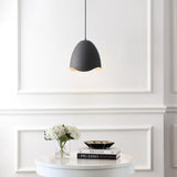 Luella 11.75" 1-Light Bohemian Coastal Adjustable Plaster-Look Organic Scalloped Dome Metal LED Pendant