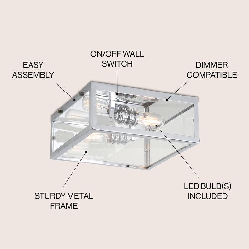 Grayson 12" Metal/Glass LED Flush Mount