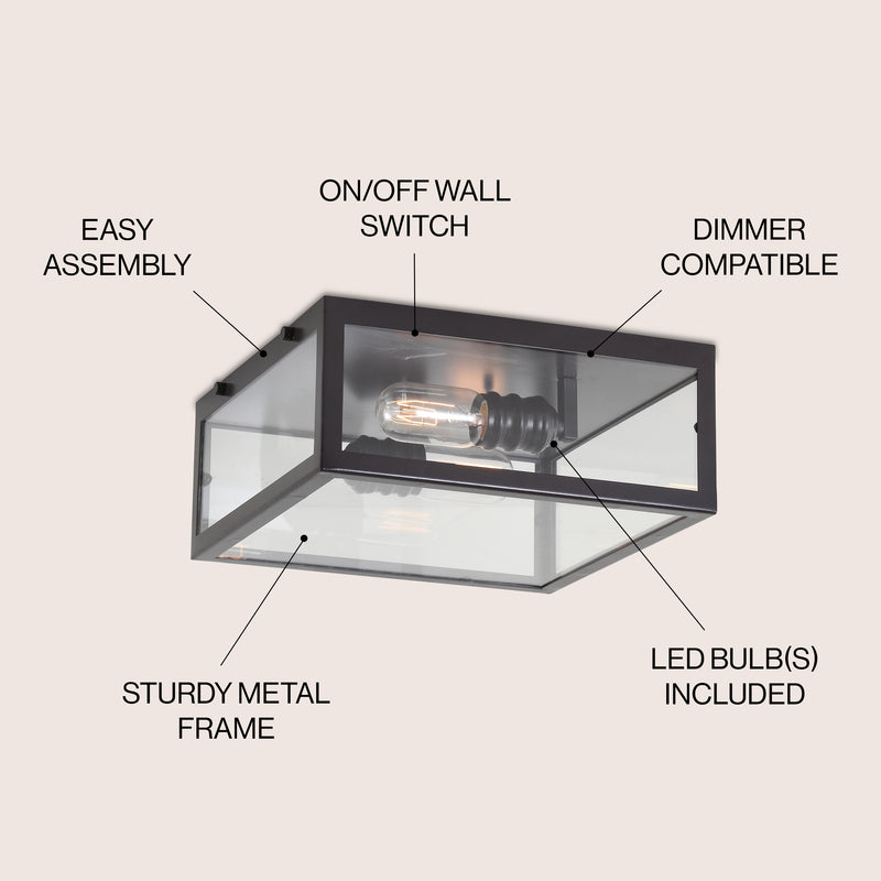 Grayson 12" Metal/Glass LED Flush Mount