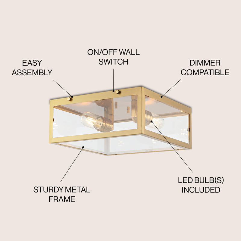 Grayson 12" Metal/Glass LED Flush Mount