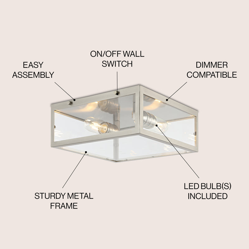 Grayson 12" Metal/Glass LED Flush Mount