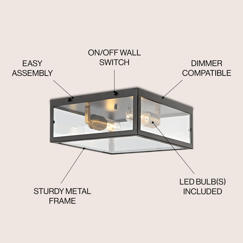 Grayson 12" Metal/Glass LED Flush Mount