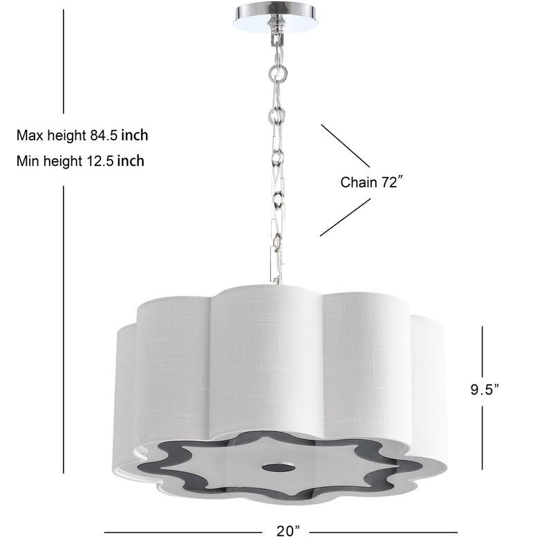 Coquille 20" Adjustable Scalloped Shade Metal LED Pendant - JONATHAN Y