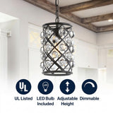 Gabrielle Crystal/Metal LED Pendant Oil Rubbed Bronze / Clear / 8" – ICONS