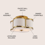 Quatrefoil Scalloped Shade Metal Classic Glam LED Flush Mount