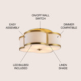 Quatrefoil Scalloped Shade Metal Classic Glam LED Flush Mount