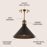 Nick 11" Metal LED Semi Flush Mount - JONATHAN Y