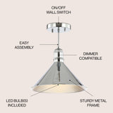 Nick 11" Metal LED Semi Flush Mount - JONATHAN Y