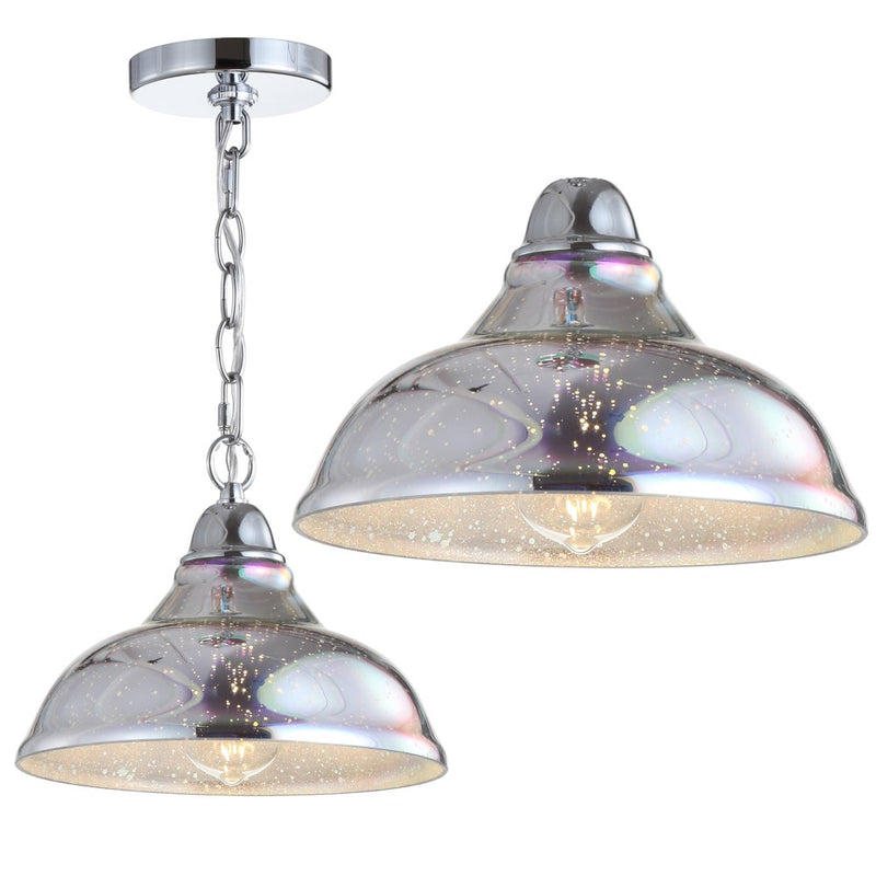 Nira 9.75" Adjustable 3D Color Burst Glass/Metal Pendant - JONATHAN Y