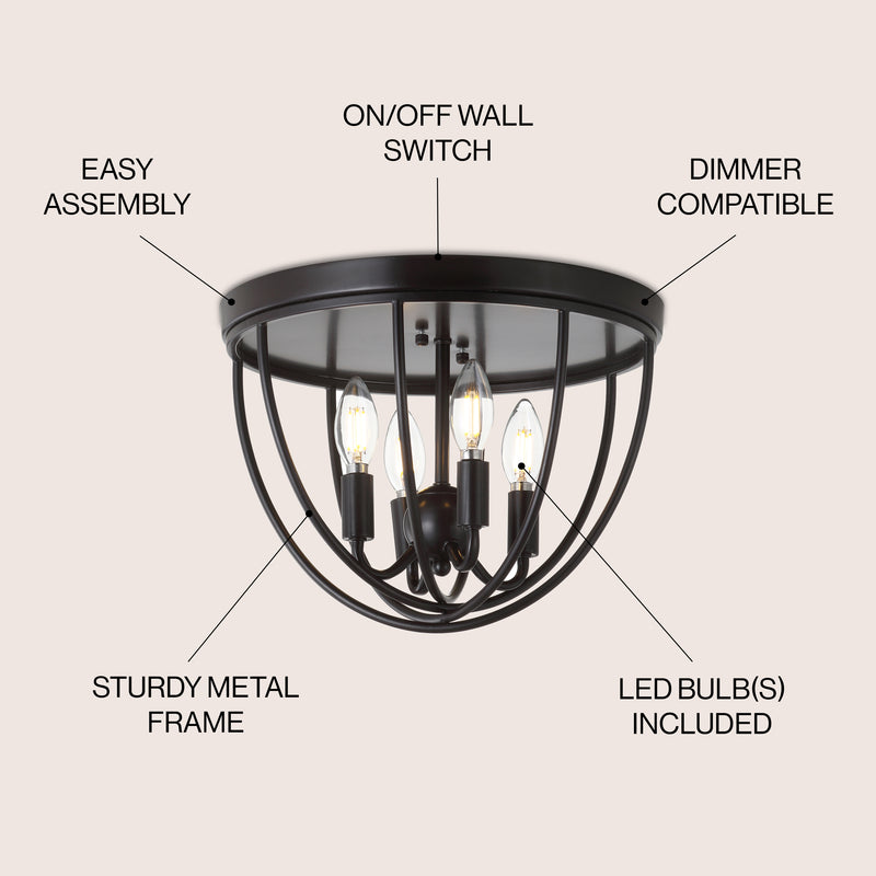 Peter 13.75" Metal LED Flush Mount - JONATHAN Y