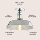 Camila 14"  Classic Industrial Indoor/Outdoor Iron LED Semi Flush Mount - JONATHAN Y