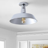 Camila 14"  Classic Industrial Indoor/Outdoor Iron LED Semi Flush Mount - JONATHAN Y