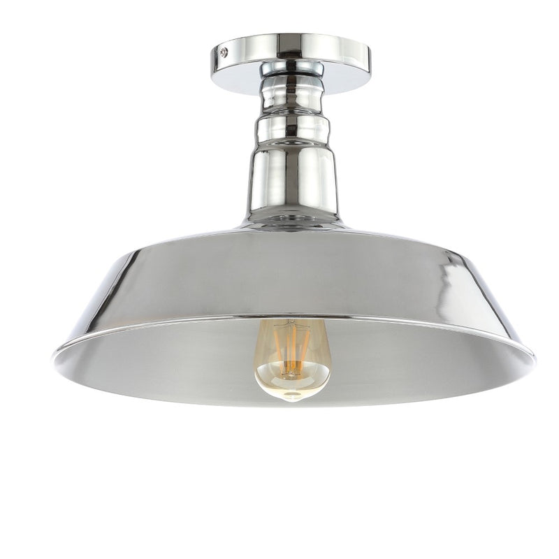 Camila 14"  Classic Industrial Indoor/Outdoor Iron LED Semi Flush Mount - JONATHAN Y