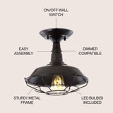 Gabe 10.2" Metal LED Semi Flush Mount - JONATHAN Y