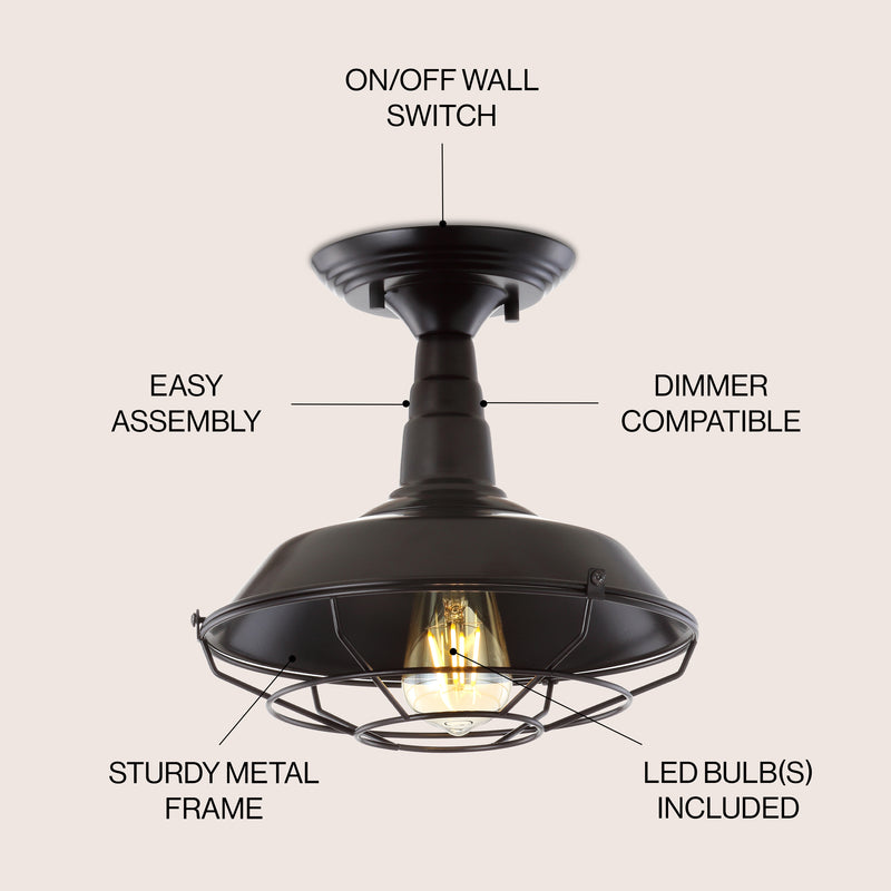 Gabe 10.2" Metal LED Semi Flush Mount - JONATHAN Y