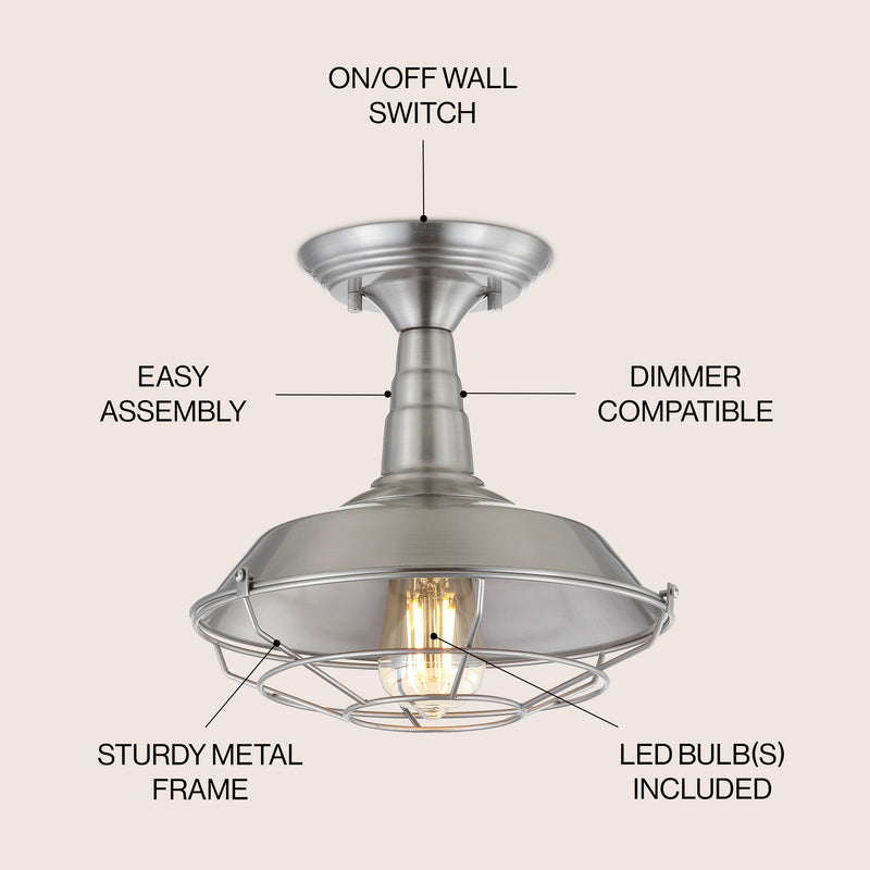 Gabe 10.2" Metal LED Semi Flush Mount - JONATHAN Y