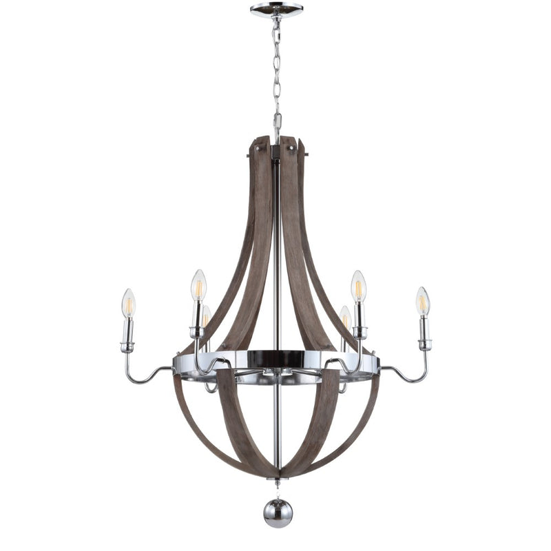 Georgia 30" Wood/Metal Adjustable LED Chandelier - JONATHAN Y