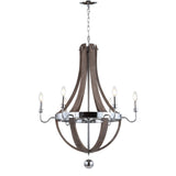 Georgia 30" Wood/Metal Adjustable LED Chandelier - JONATHAN Y