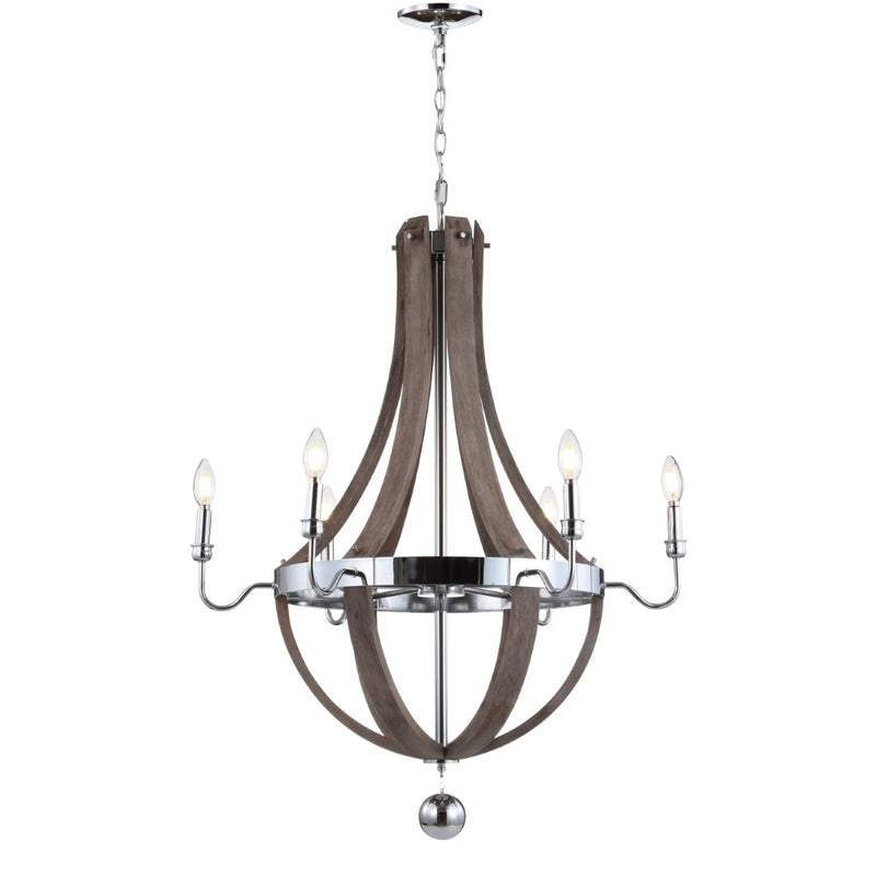 Georgia 30" Wood/Metal Adjustable LED Chandelier - JONATHAN Y