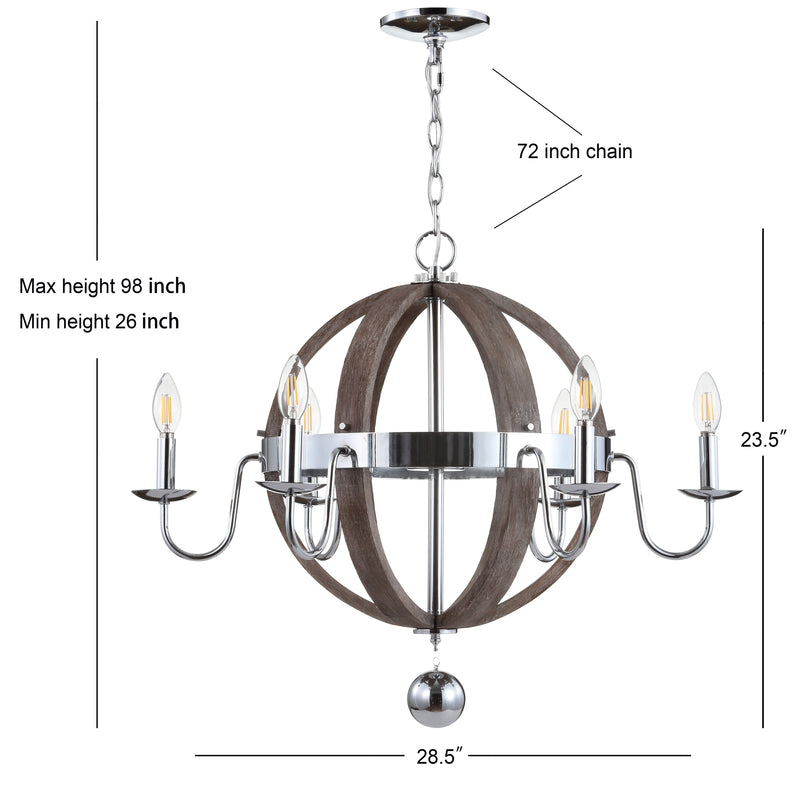 Georgia 30" Wood/Metal Adjustable LED Chandelier - JONATHAN Y