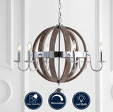 Georgia 30" Wood/Metal Adjustable LED Chandelier Antique Grey/Chrome / 28.5" – ICONS