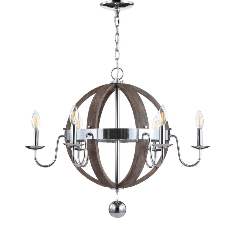 Georgia 30" Wood/Metal Adjustable LED Chandelier - JONATHAN Y