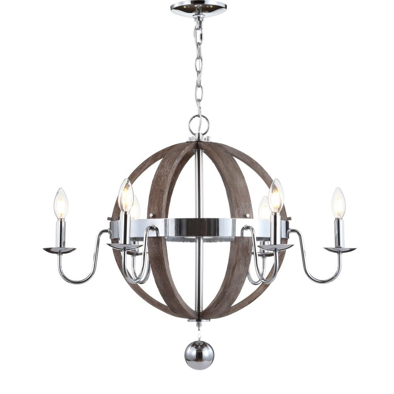 Georgia 30" Wood/Metal Adjustable LED Chandelier - JONATHAN Y