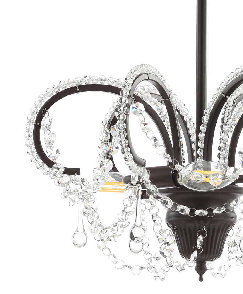 Caroline 16" Metal/Crystal LED Adjustable Chandelier - JONATHAN Y