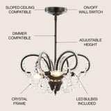 Caroline 16" Metal/Crystal LED Adjustable Chandelier - JONATHAN Y