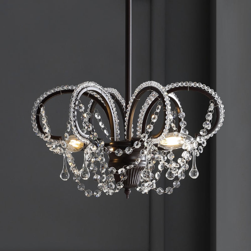 Caroline 16" Metal/Crystal LED Adjustable Chandelier - JONATHAN Y