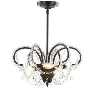 Caroline 16" Metal/Crystal LED Adjustable Chandelier - JONATHAN Y