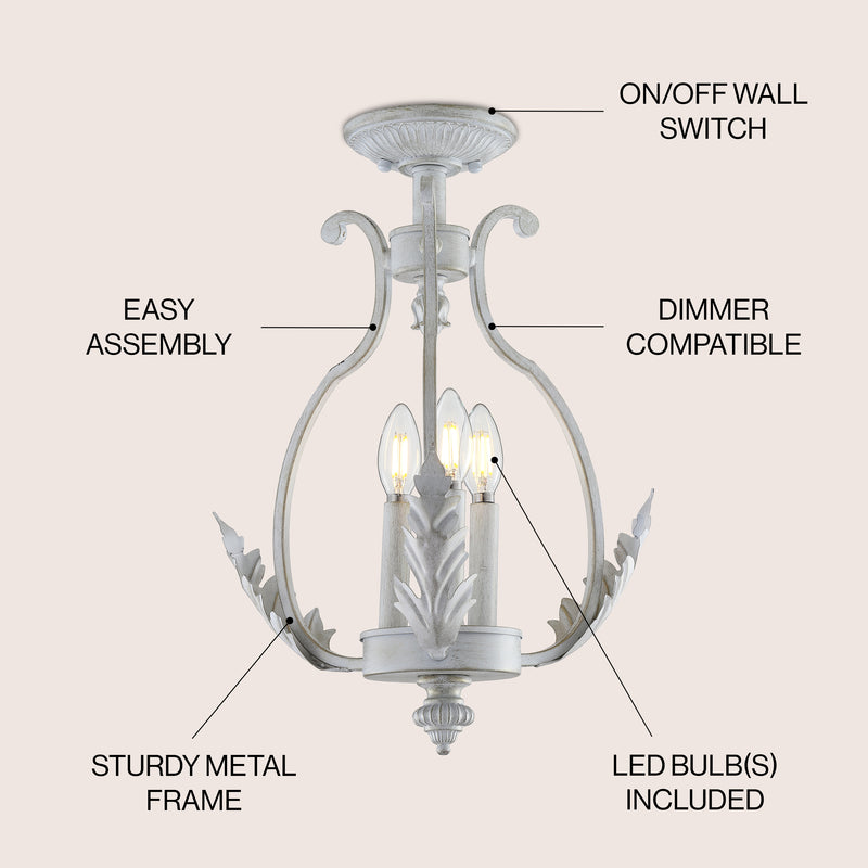 Austen 12.2" Metal LED Semi Flush Mount - JONATHAN Y