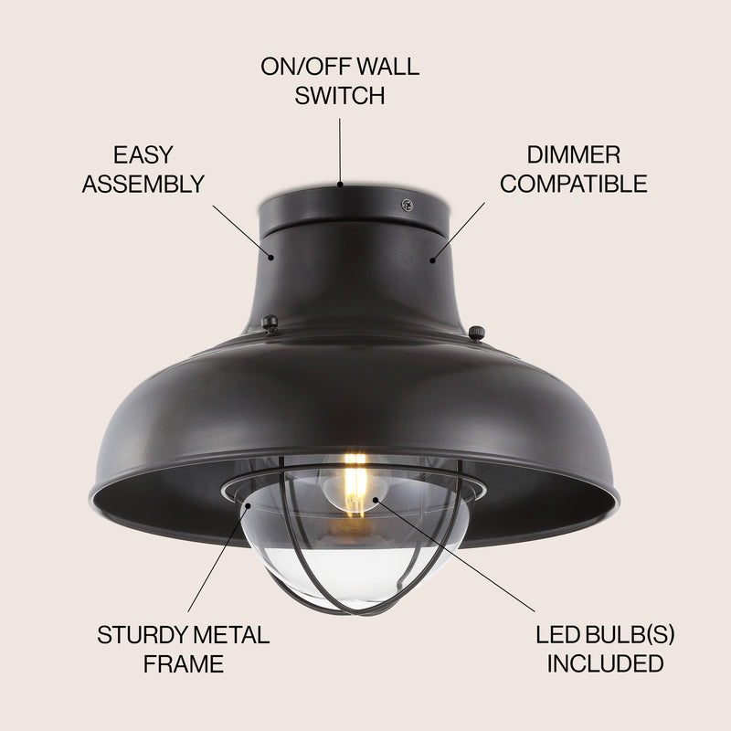 Cameron 13" Metal LED Semi Flush Mount - JONATHAN Y
