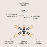 Jobs 17.5" Sputnik Metal LED Chandelier - JONATHAN Y